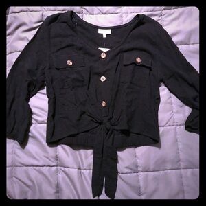 JUNIORS tie crop top